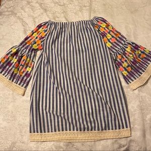 Boho, bell sleeves, mini dress with embroidery